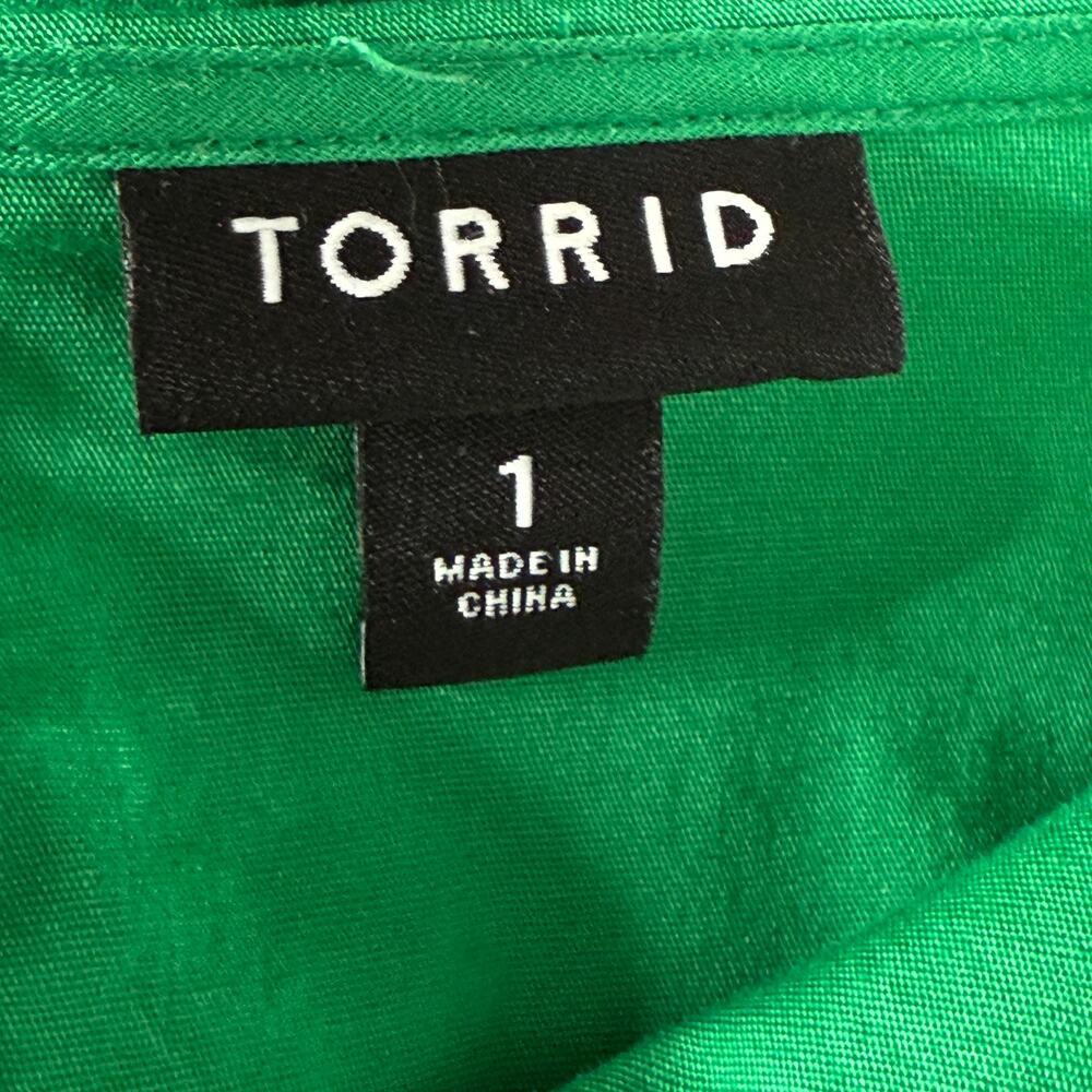TORRID Midi Poplin Tiered Jelly Bean Green Dress Size 1X Prairie Cottagecore - Picture 6 of 9